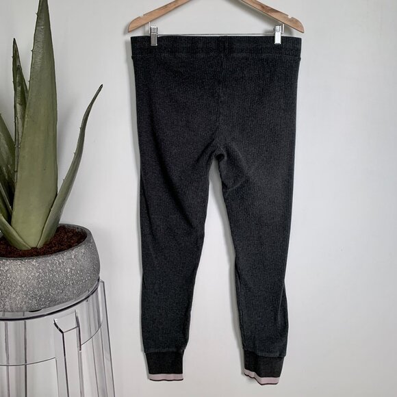 GAP Ribbed Stretch Cotton ribbon-trim leggings Charcoal Heather XL - Picture 4 of 6